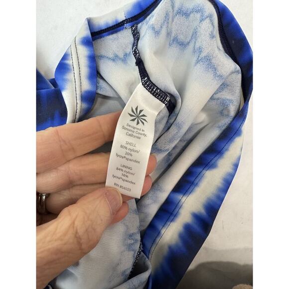 Athleta Del Mar Twister Tankini Top Size 32D /DD Blue White Criss Cross Back - Picture 5 of 8